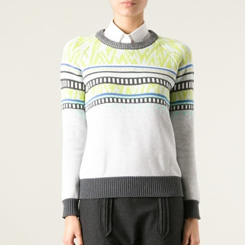 Proenza Schouler 2015 Archive Geometric Intarsia Graphic Y2K Sweater La Garconne